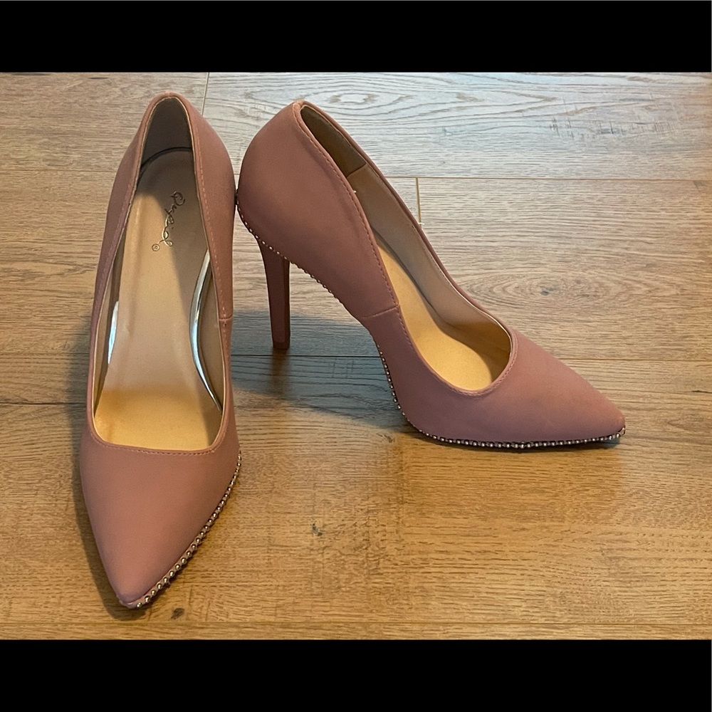 Quipid brand heels with stud accents